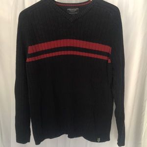 navy w/ red stripe sweater